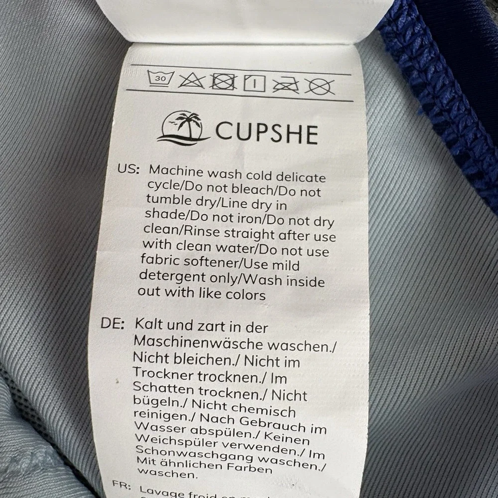 Cupshe One Piece Swimsuit Women's M Blue Colorblock One Shoulder Slim Sculpt NWT